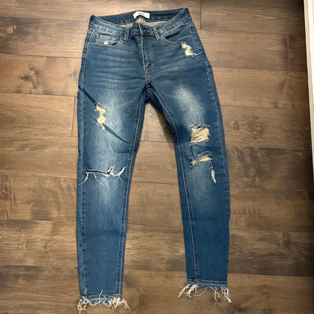 Just Black High Rise Distressed Blue Jeans